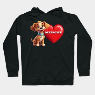 Cute Puppy Dog Red Valentine Heart Destroy Mischievous Puppy Hoodie